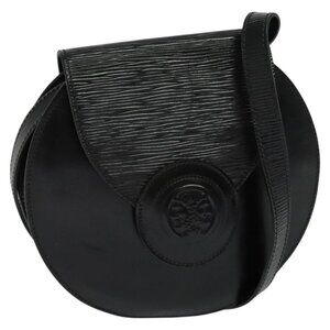 Authentic FENDI Shoulder Bag Leather Black Gold